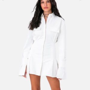 White denim shirt dress